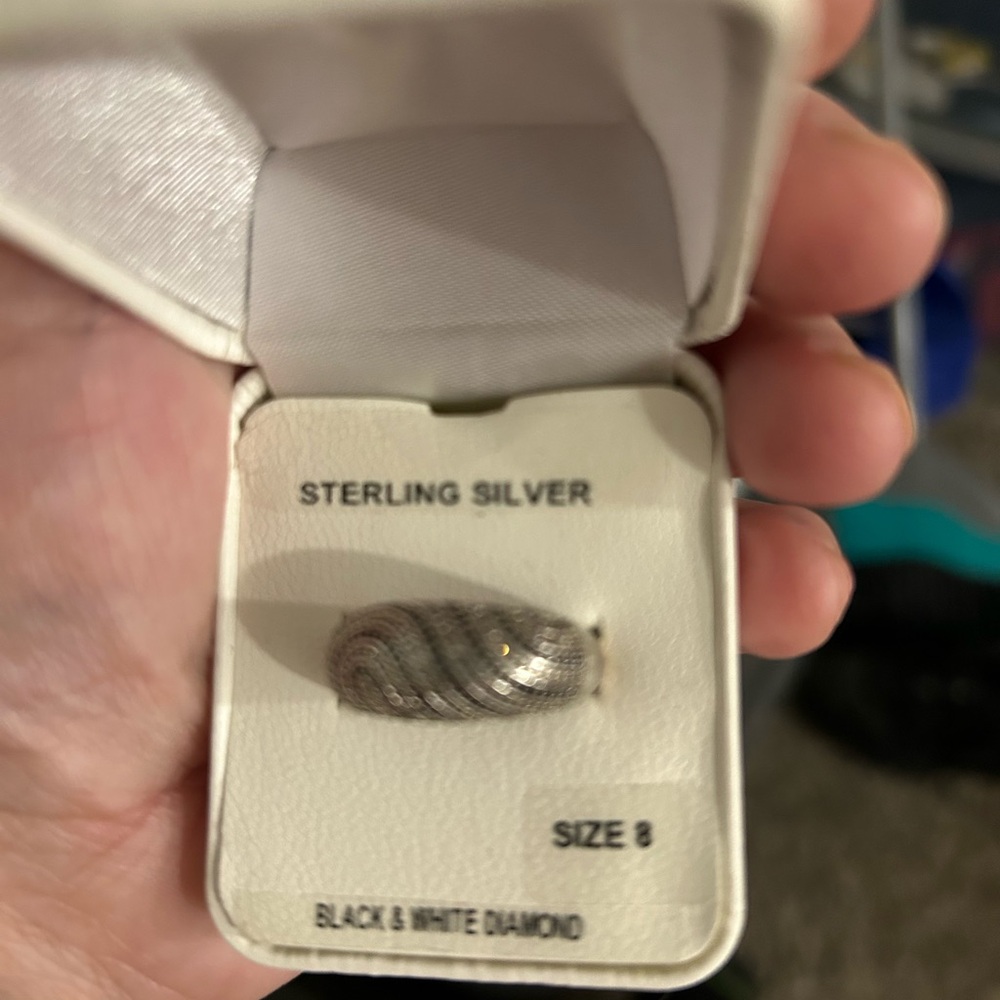 Sterling Silver Black & White Diamond Ring